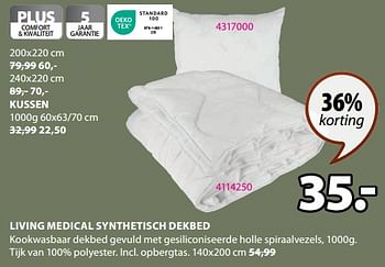 Aanbiedingen Living medical synthetisch dekbed - Huismerk - Jysk - Geldig van 04/09/2023 tot 17/09/2023 bij Jysk