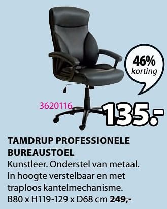 Aanbiedingen Tamdrup professionele bureaustoel - Huismerk - Jysk - Geldig van 04/09/2023 tot 17/09/2023 bij Jysk