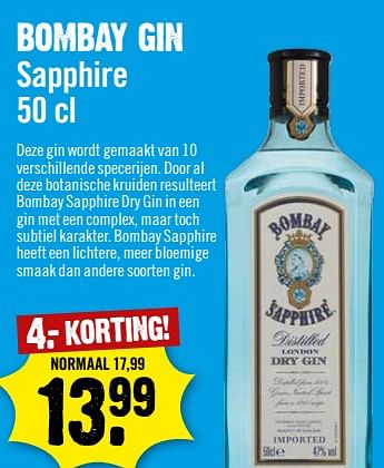 Aanbiedingen Bombay gin sapphire - Bombay - Geldig van 06/09/2023 tot 12/09/2023 bij Dirk III
