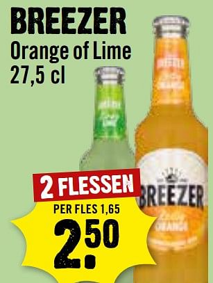 Aanbiedingen Breezer orange of lime - Bacardi - Geldig van 06/09/2023 tot 12/09/2023 bij Dirk III