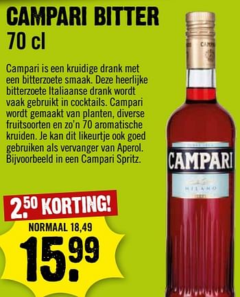 Aanbiedingen Campari bitter - Campari - Geldig van 06/09/2023 tot 12/09/2023 bij Dirk III