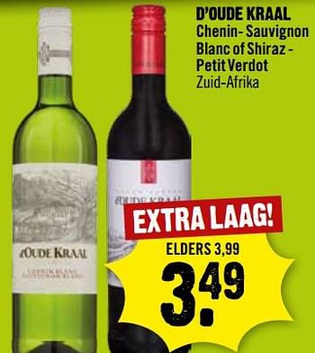 Aanbiedingen D’oude kraal chenin- sauvignon blanc of shiraz - petit verdot zuid-afrika - Witte wijnen - Geldig van 06/09/2023 tot 12/09/2023 bij Dirk III