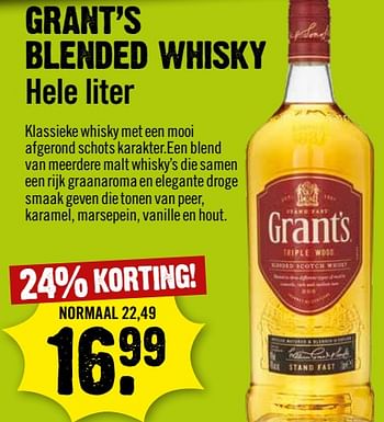 Aanbiedingen Grant’s blended whisky - Grant's - Geldig van 06/09/2023 tot 12/09/2023 bij Dirk III