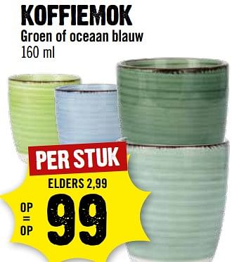 Aanbiedingen Koffiemok groen of oceaan blauw - Huismerk - Dirk III - Geldig van 06/09/2023 tot 12/09/2023 bij Dirk III