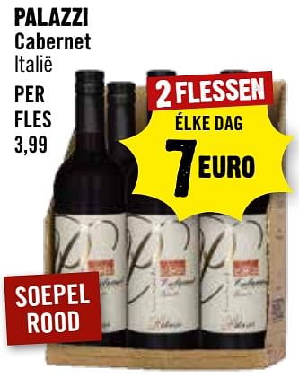 Aanbiedingen Palazzi cabernet italië - Rode wijnen - Geldig van 06/09/2023 tot 12/09/2023 bij Dirk III