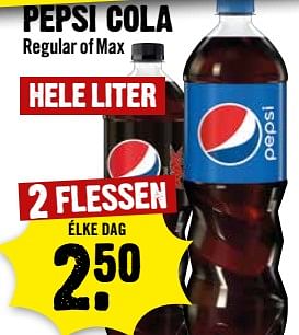 Aanbiedingen Pepsi cola regular of max - Pepsi - Geldig van 06/09/2023 tot 12/09/2023 bij Dirk III