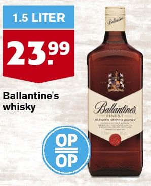 Aanbiedingen Ballantine`s whisky - Ballantine's - Geldig van 06/09/2023 tot 12/09/2023 bij Hoogvliet