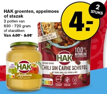 Aanbiedingen Hak groenten, appelmoes of stazak - Hak - Geldig van 06/09/2023 tot 12/09/2023 bij Hoogvliet