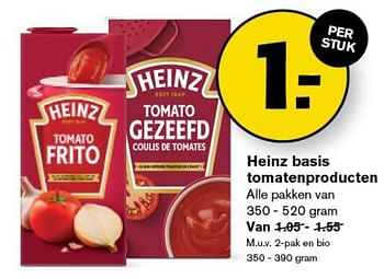 Aanbiedingen Heinz basis tomatenproducten - Heinz - Geldig van 06/09/2023 tot 12/09/2023 bij Hoogvliet