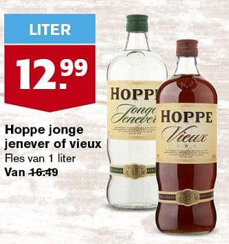Aanbiedingen Hoppe jonge jenever of vieux - Hoppe - Geldig van 06/09/2023 tot 12/09/2023 bij Hoogvliet