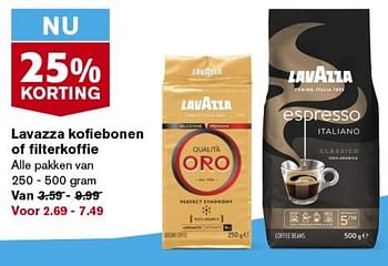 Aanbiedingen Lavazza kofiebonen of filterkoffie - Lavazza - Geldig van 06/09/2023 tot 12/09/2023 bij Hoogvliet