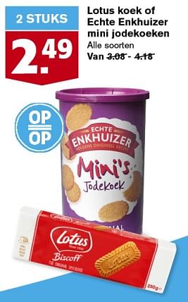 Aanbiedingen Lotus koek of echte enkhuizer mini jodekoeken - Huismerk - Hoogvliet - Geldig van 06/09/2023 tot 12/09/2023 bij Hoogvliet