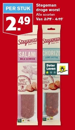 Aanbiedingen Stegeman droge worst - Stegeman - Geldig van 06/09/2023 tot 12/09/2023 bij Hoogvliet
