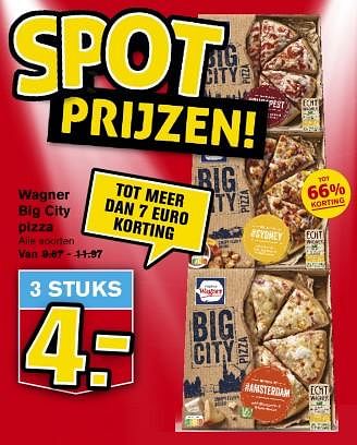 Aanbiedingen Wagner big city pizza - Original Wagner - Geldig van 06/09/2023 tot 12/09/2023 bij Hoogvliet