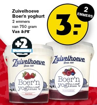Aanbiedingen Zuivelhoeve boe`n yoghurt - De Zuivelhoeve - Geldig van 06/09/2023 tot 12/09/2023 bij Hoogvliet