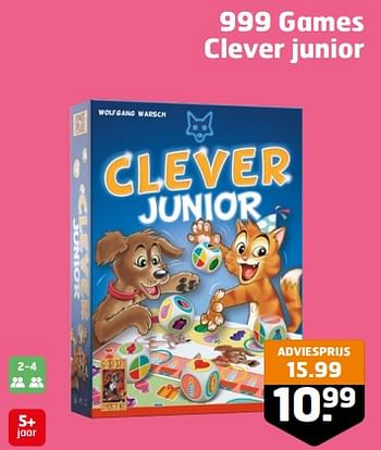Aanbiedingen 999 games clever junior - 999games - Geldig van 05/09/2023 tot 17/09/2023 bij Trekpleister