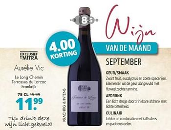 Aanbiedingen Aurélie vic le long chemin terrasses du larzac frankrijk - Rode wijnen - Geldig van 04/09/2023 tot 17/09/2023 bij Mitra