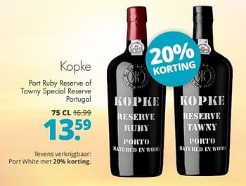 Aanbiedingen Kopke port ruby reserve of tawny special reserve portugal - Kopke - Geldig van 04/09/2023 tot 17/09/2023 bij Mitra