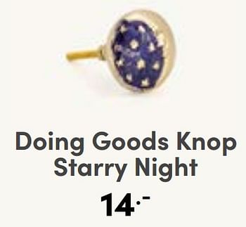 Aanbiedingen Doing goods knop starry night - Doing Goods - Geldig van 10/09/2023 tot 16/09/2023 bij Baby & Tiener Megastore