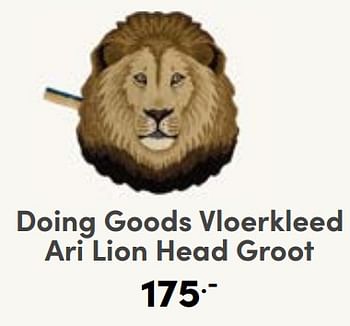 Aanbiedingen Doing goods vloerkleed ari lion head groot - Doing Goods - Geldig van 10/09/2023 tot 16/09/2023 bij Baby & Tiener Megastore