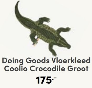 Aanbiedingen Doing goods vloerkleed coolio crocodile groot - Doing Goods - Geldig van 10/09/2023 tot 16/09/2023 bij Baby & Tiener Megastore