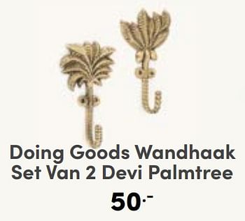 Aanbiedingen Doing goods wandhaak set van 2 devi palmtree - Doing Goods - Geldig van 10/09/2023 tot 16/09/2023 bij Baby & Tiener Megastore