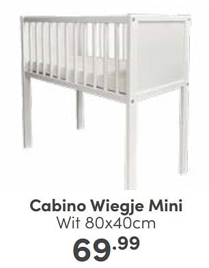 Aanbiedingen Cabino wiegje mini wit - Cabino - Geldig van 10/09/2023 tot 16/09/2023 bij Baby & Tiener Megastore