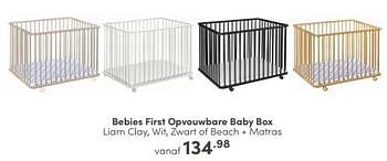 Aanbiedingen Bebies first opvouwbare baby box - bebiesfirst - Geldig van 10/09/2023 tot 16/09/2023 bij Baby & Tiener Megastore