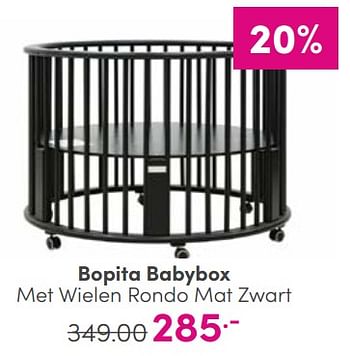 Aanbiedingen Bopita babybox met wielen rondo mat zwart - Bopita - Geldig van 10/09/2023 tot 16/09/2023 bij Baby & Tiener Megastore
