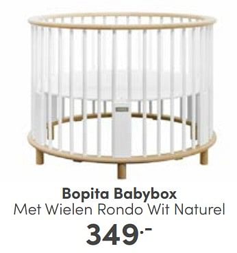 Aanbiedingen Bopita babybox met wielen rondo wit naturel - Bopita - Geldig van 10/09/2023 tot 16/09/2023 bij Baby & Tiener Megastore