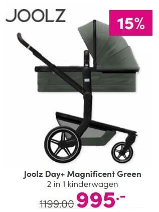 Aanbiedingen Joolz day+ magnificent green 2 in 1 kinderwagen - Joolz - Geldig van 10/09/2023 tot 16/09/2023 bij Baby & Tiener Megastore