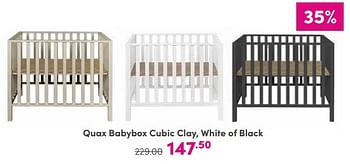 Aanbiedingen Quax babybox cubic clay, white of black - Quax - Geldig van 10/09/2023 tot 16/09/2023 bij Baby & Tiener Megastore