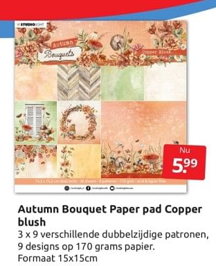 Aanbiedingen Autumn bouquet paper pad copper blush - Studio Light - Geldig van 09/09/2023 tot 17/09/2023 bij Boekenvoordeel