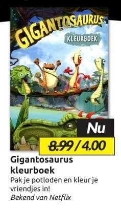 Aanbiedingen Gigantosaurus kleurboek - Huismerk - Boekenvoordeel - Geldig van 09/09/2023 tot 17/09/2023 bij Boekenvoordeel