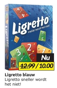 Aanbiedingen Ligretto blauw - 999games - Geldig van 09/09/2023 tot 17/09/2023 bij Boekenvoordeel