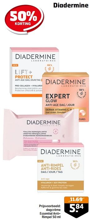 Aanbiedingen Dagcrème essential antirimpel - Diadermine - Geldig van 05/09/2023 tot 17/09/2023 bij Trekpleister