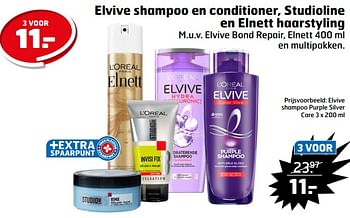 Aanbiedingen Elvive shampoo purple silver care - L'Oreal Paris - Geldig van 05/09/2023 tot 17/09/2023 bij Trekpleister