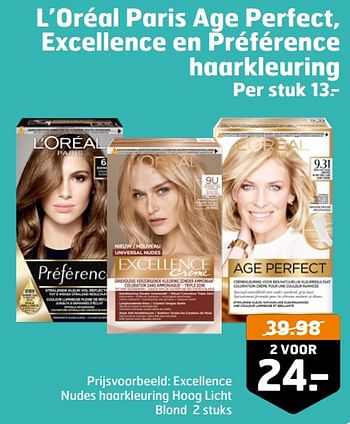 Aanbiedingen Excellence nudes haarkleuring hoog licht blond - L'Oreal Paris - Geldig van 05/09/2023 tot 17/09/2023 bij Trekpleister