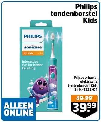 Aanbiedingen Philips elektrische tandenborstel kids 3+ hx6322-04 - Philips - Geldig van 05/09/2023 tot 17/09/2023 bij Trekpleister