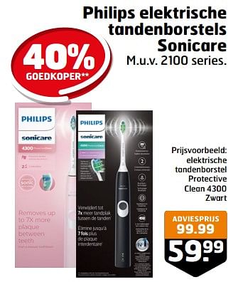 Aanbiedingen Philips elektrische tandenborstel sonicare protective clean 4300 zwart - Philips - Geldig van 05/09/2023 tot 17/09/2023 bij Trekpleister