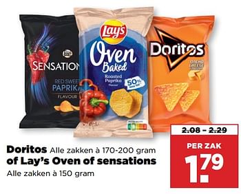 Aanbiedingen Doritos of lay’s oven of sensations - Huismerk - Plus - Geldig van 10/09/2023 tot 16/09/2023 bij Plus