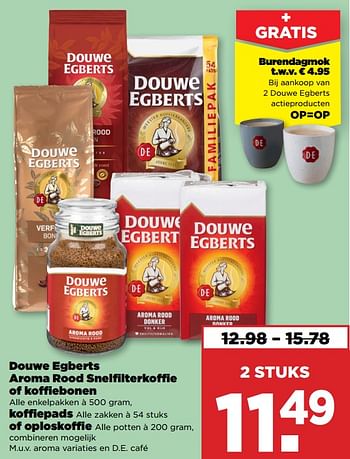 Aanbiedingen Douwe egberts aroma rood snelfilterkoffie of koffiebonen koffiepads of oploskoffie - Douwe Egberts - Geldig van 10/09/2023 tot 16/09/2023 bij Plus
