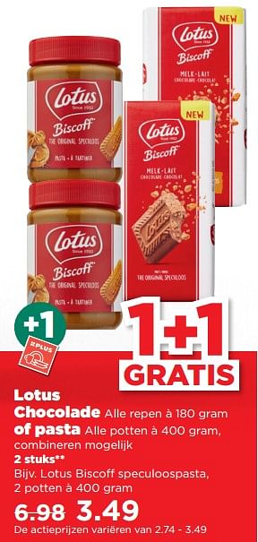 Aanbiedingen Lotus biscoff speculoospasta - Lotus Bakeries - Geldig van 10/09/2023 tot 16/09/2023 bij Plus
