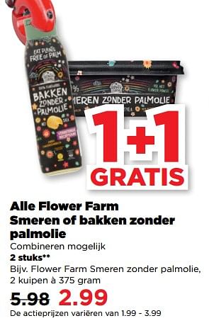 Aanbiedingen Flower farm smeren zonder palmolie - Flower Farm - Geldig van 10/09/2023 tot 16/09/2023 bij Plus