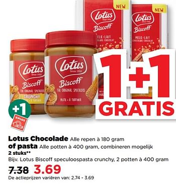 Aanbiedingen Lotus biscoff speculoospasta crunchy - Lotus Bakeries - Geldig van 10/09/2023 tot 16/09/2023 bij Plus