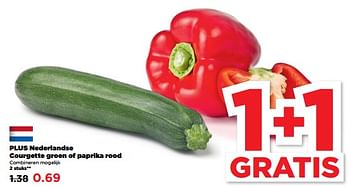 Aanbiedingen Plus nederlandse courgette groen of paprika rood - Huismerk - Plus - Geldig van 10/09/2023 tot 16/09/2023 bij Plus