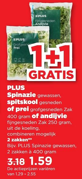 Aanbiedingen Plus spinazie gewassen - Huismerk - Plus - Geldig van 10/09/2023 tot 16/09/2023 bij Plus