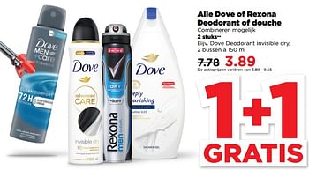 Aanbiedingen Dove deodorant invisible dry - Dove - Geldig van 10/09/2023 tot 16/09/2023 bij Plus