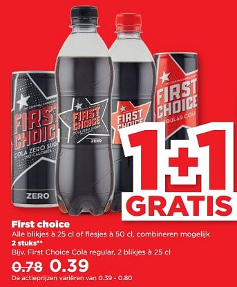 Aanbiedingen First choice cola regular - First choice - Geldig van 10/09/2023 tot 16/09/2023 bij Plus