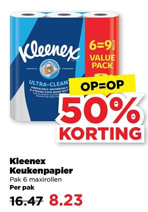 Aanbiedingen Kleenex keukenpapier - Kleenex - Geldig van 10/09/2023 tot 16/09/2023 bij Plus